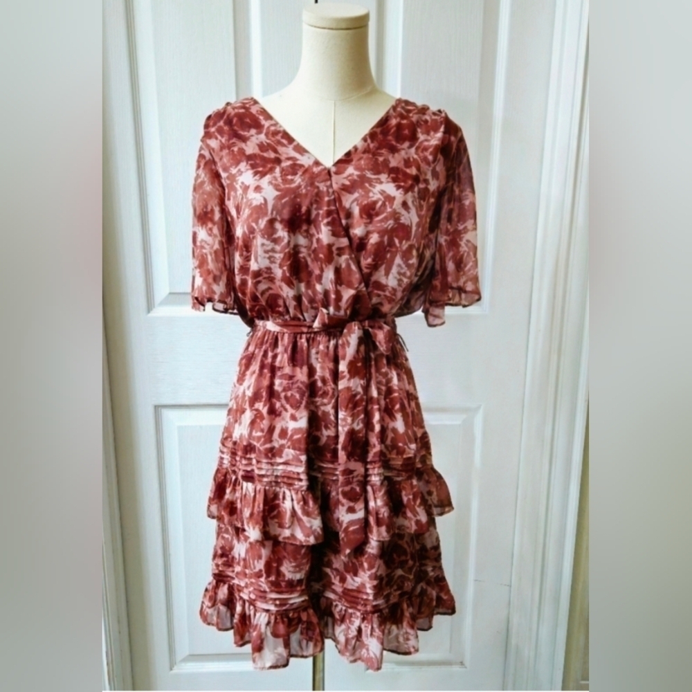 Simply Vera Vera Wang Pink Floral Midi Dress - Picture 3 of 12